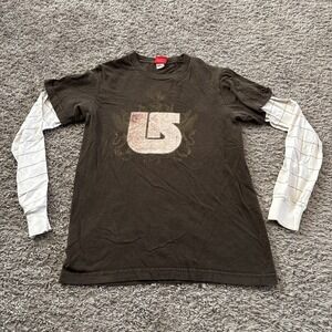 Vintage Burton Snowboards Small S Tee T Shirt Brown Long Sleeve Y2k 1990's Retro